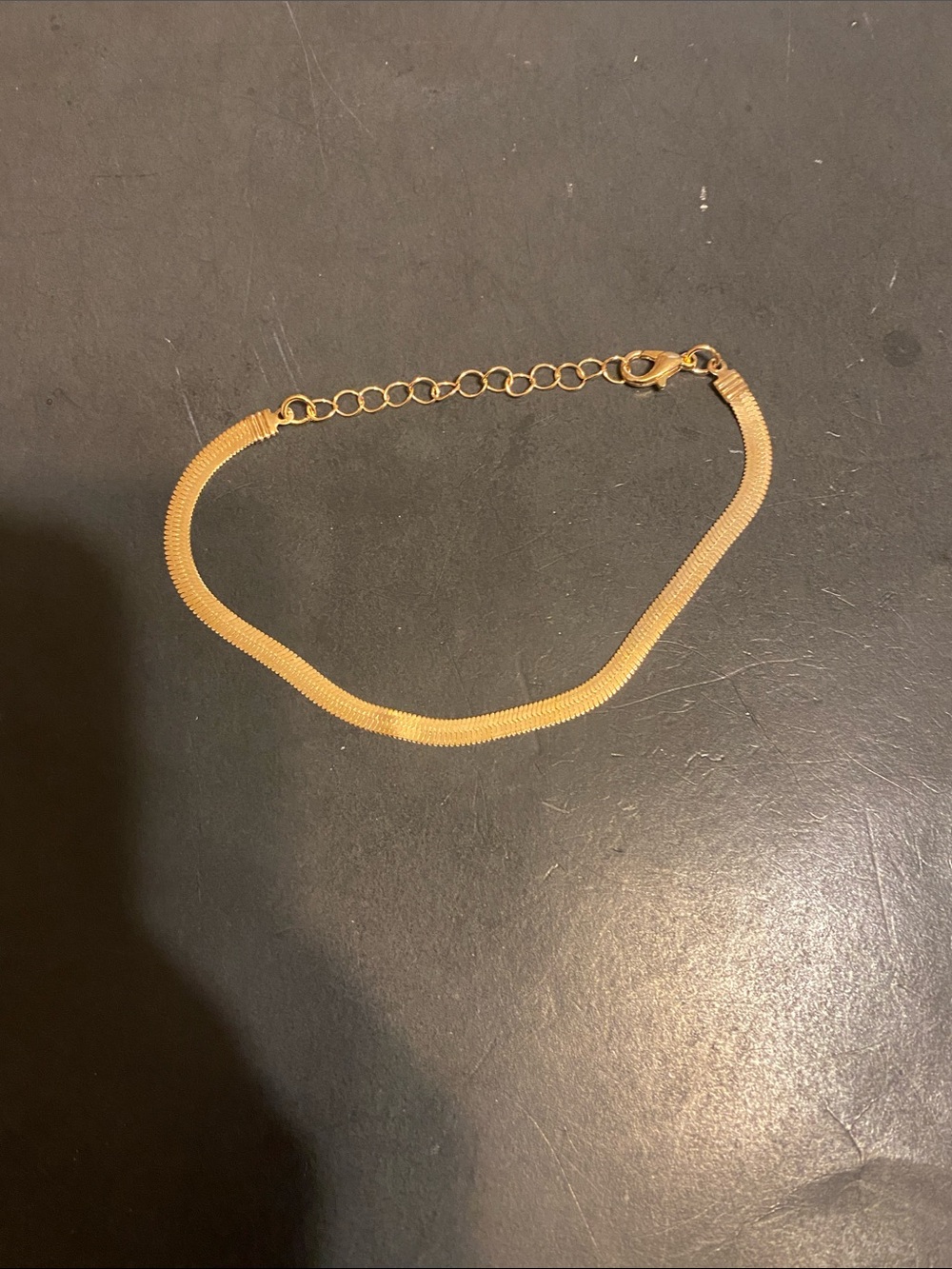 Gold Herringbone Chain Bracelet - Unbranded
